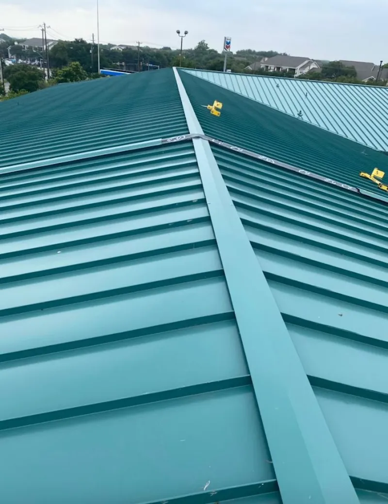 Green commercial metal roof ridge and valley for Metal Roof Repair in Nephi